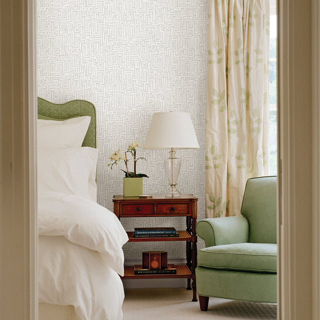 Ramble Grey Geometric Wallpaper with Watercolor Maze Pattern, Modern Non Woven Unpasted - A-Street Prints 2861-25703