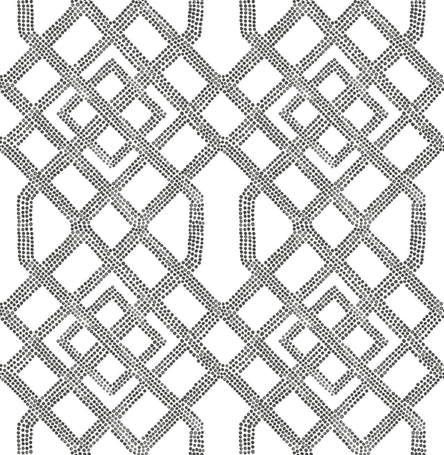 Traverse Black Trellis Wallpaper with Graphic Lattice Pattern, Transitional Style - A-Street Prints 2861-25706