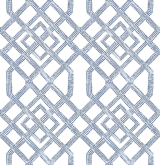 Traverse Blue Trellis Wallpaper with Dotted Lattice Pattern - A-Street Prints 2861-25708