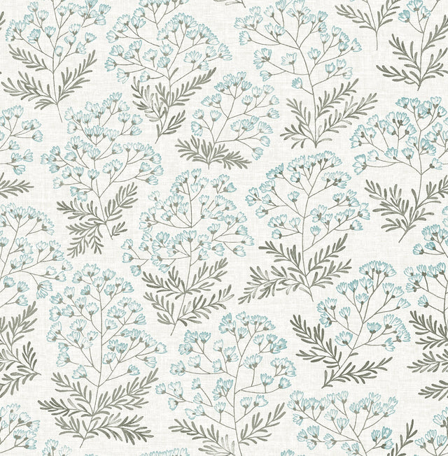 Floret Blue Floral Wallpaper with Scandinavian Botanical Flowers Pattern - A-Street Prints 2861-25714