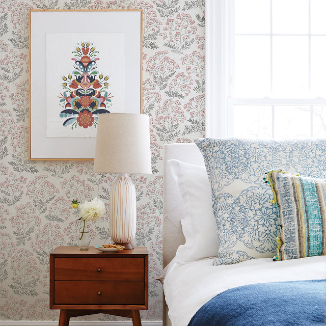 Floret Pink Floral Wallpaper with Scandinavian Botanical Flowers - A-Street Prints 2861-25716