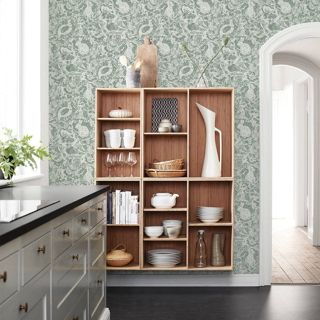 Revival Dark Green Fauna Wallpaper with Eclectic Animals Pattern - A-Street Prints 2861-25724