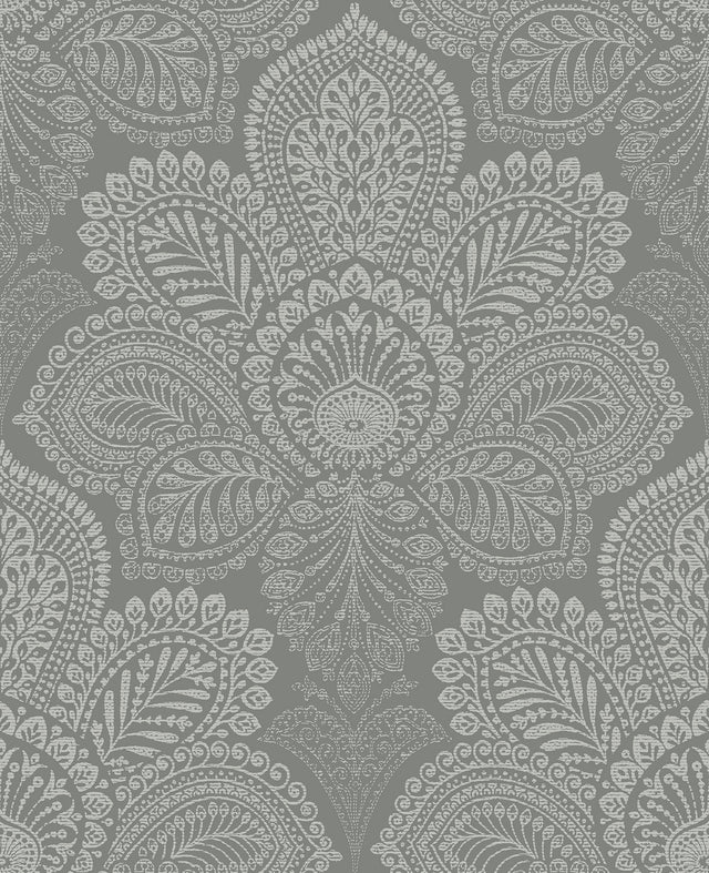 Triumph Grey Medallion Wallpaper