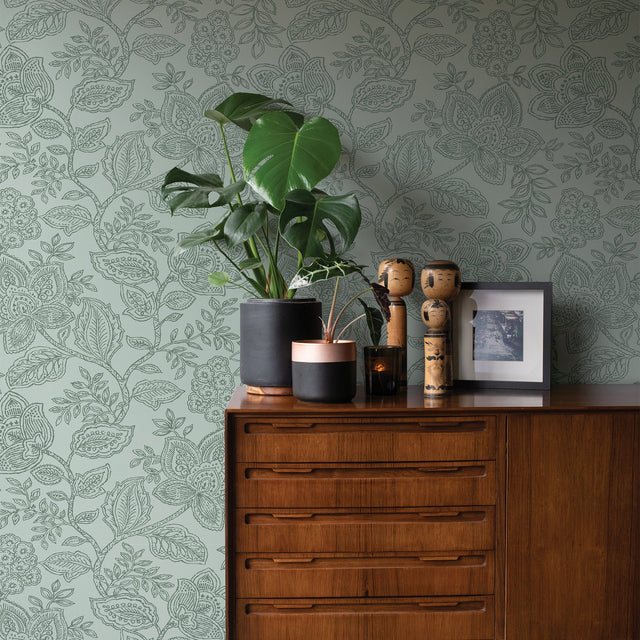 Larkin Green Floral Wallpaper