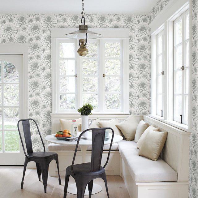 Umbra Light Grey Floral Wallpaper with Modern Botanical Flower Pattern - A-Street Prints 2861-87519
