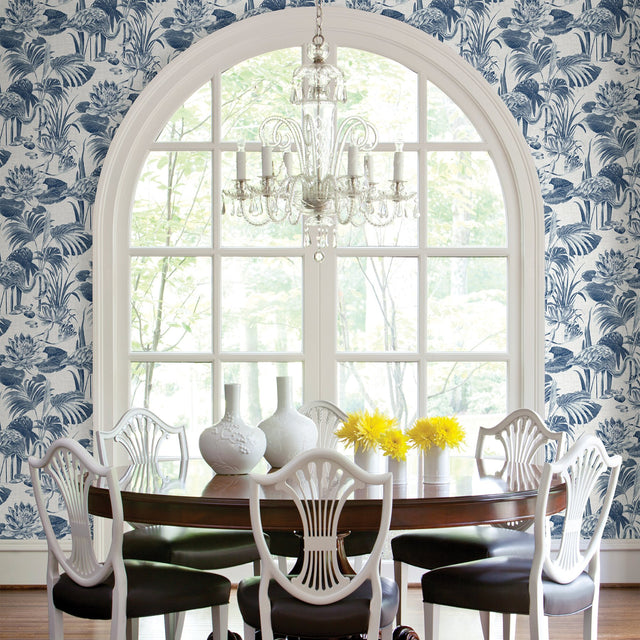 Frolic Blue Lagoon Wallpaper with Botanical Flamingo Motif - A-Street Prints 2861-87523