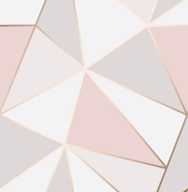 Arken Rose Gold Geometric Wallpaper with Modern Triangular Pattern - Fine Decor 2900-41685