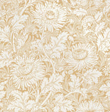 Zinnia Mustard Floral Wallpaper with Vintage Botanical Flower Pattern - Fine Decor 2900-42528