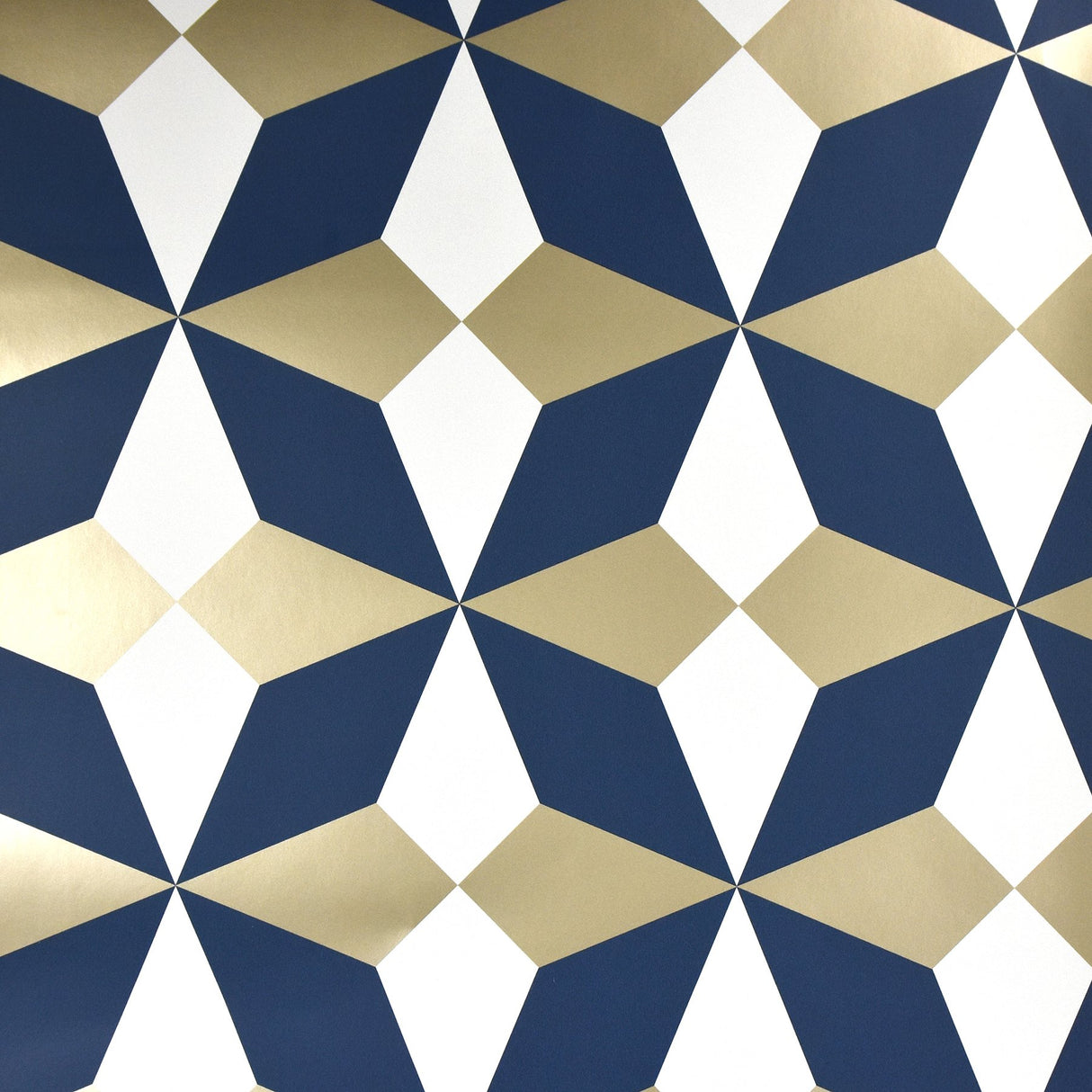 Newby Navy Geometric Wallpaper with Metallic Gold Accents - Fine Decor 2900-42548
