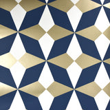 Newby Navy Geometric Wallpaper with Metallic Gold Accents - Fine Decor 2900-42548