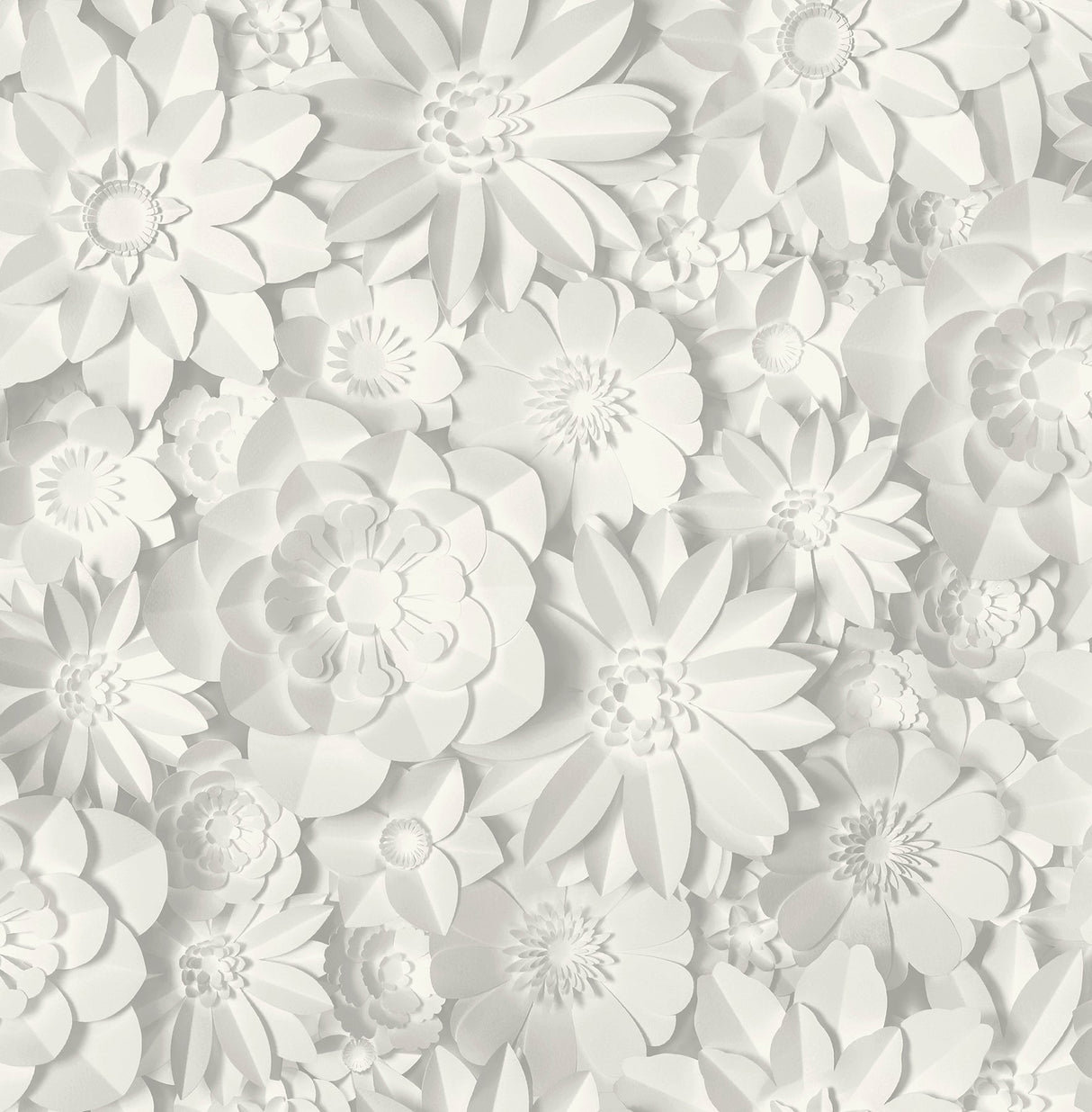 Dacre White Floral Wallpaper with 3D Flower Collage - Fine Decor 2900-42554