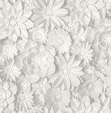 Dacre White Floral Wallpaper with 3D Flower Collage - Fine Decor 2900-42554