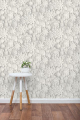Dacre White Floral Wallpaper with 3D Flower Collage - Fine Decor 2900-42554