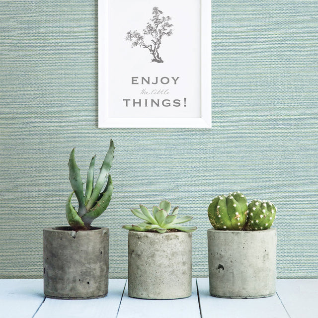 Agave Mint Faux Grasscloth Wallpaper in Mint Faux Grasscloth Pattern - Brewster 2902-24282