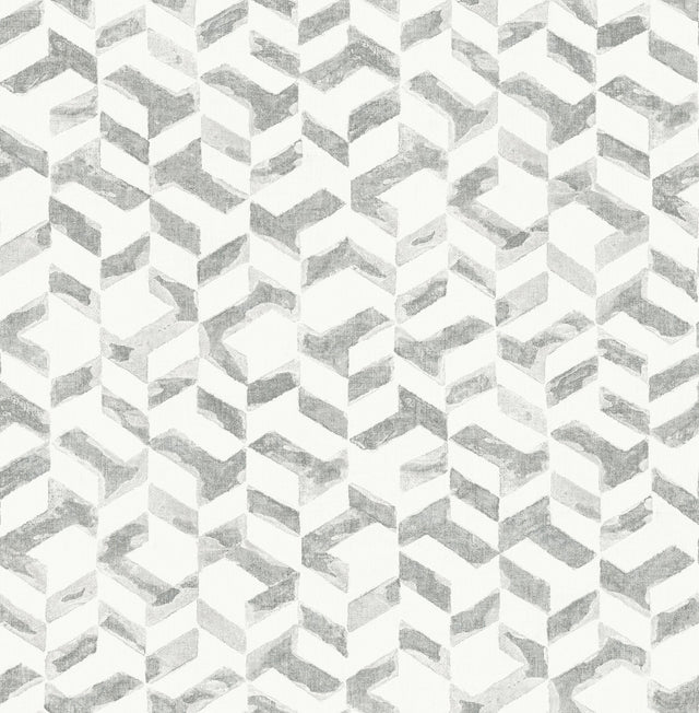 Instep Platinum Abstract Geometric Wallpaper with Modern Chevron Graphics - A-Street Prints 2902-25501