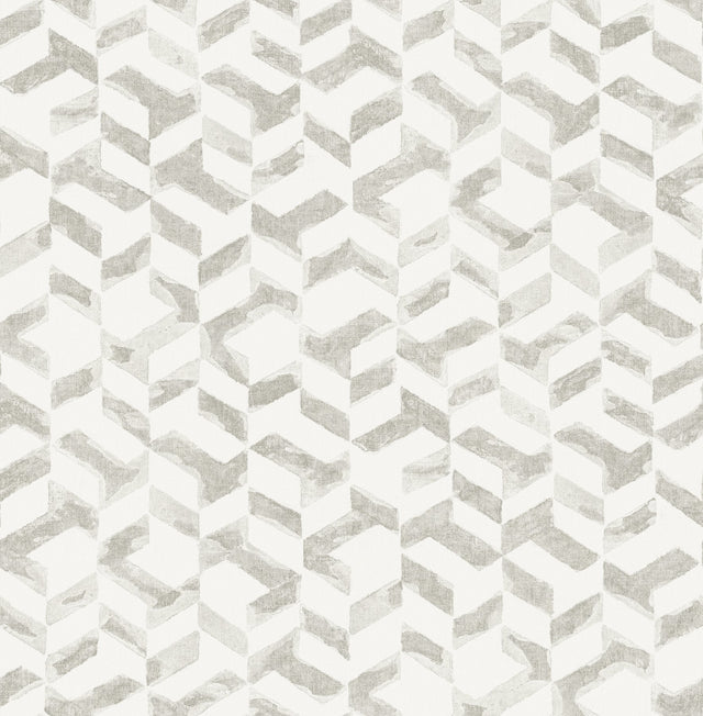 Instep Pewter Abstract Geometric Wallpaper with Modern Chevron Graphics - A-Street Prints 2902-25502