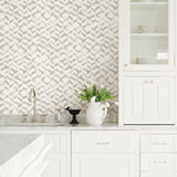Instep Pewter Abstract Geometric Wallpaper with Modern Chevron Graphics - A-Street Prints 2902-25502