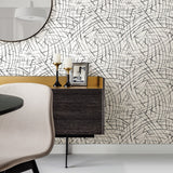 Willy Nilly Black Brushstrokes Wallpaper with Abstract Distressed Textures - A-Street Prints 2902-25506