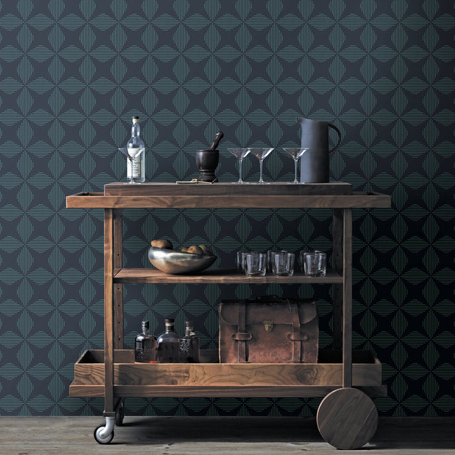 Telestar Navy Geometric Wallpaper with Modern Abstract Diamond Pattern - A-Street Prints 2902-25508