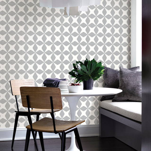 Telestar Black Geometric Wallpaper with Modern Abstract Linework - A-Street Prints 2902-25510
