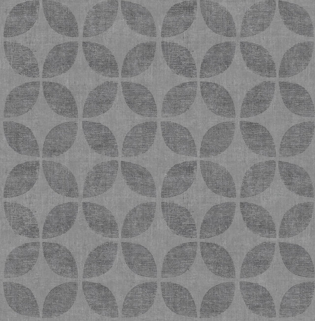 Polaris Blue Geometric Wallpaper with Fabric Texture Glam Pattern - Brewster 2902-25512