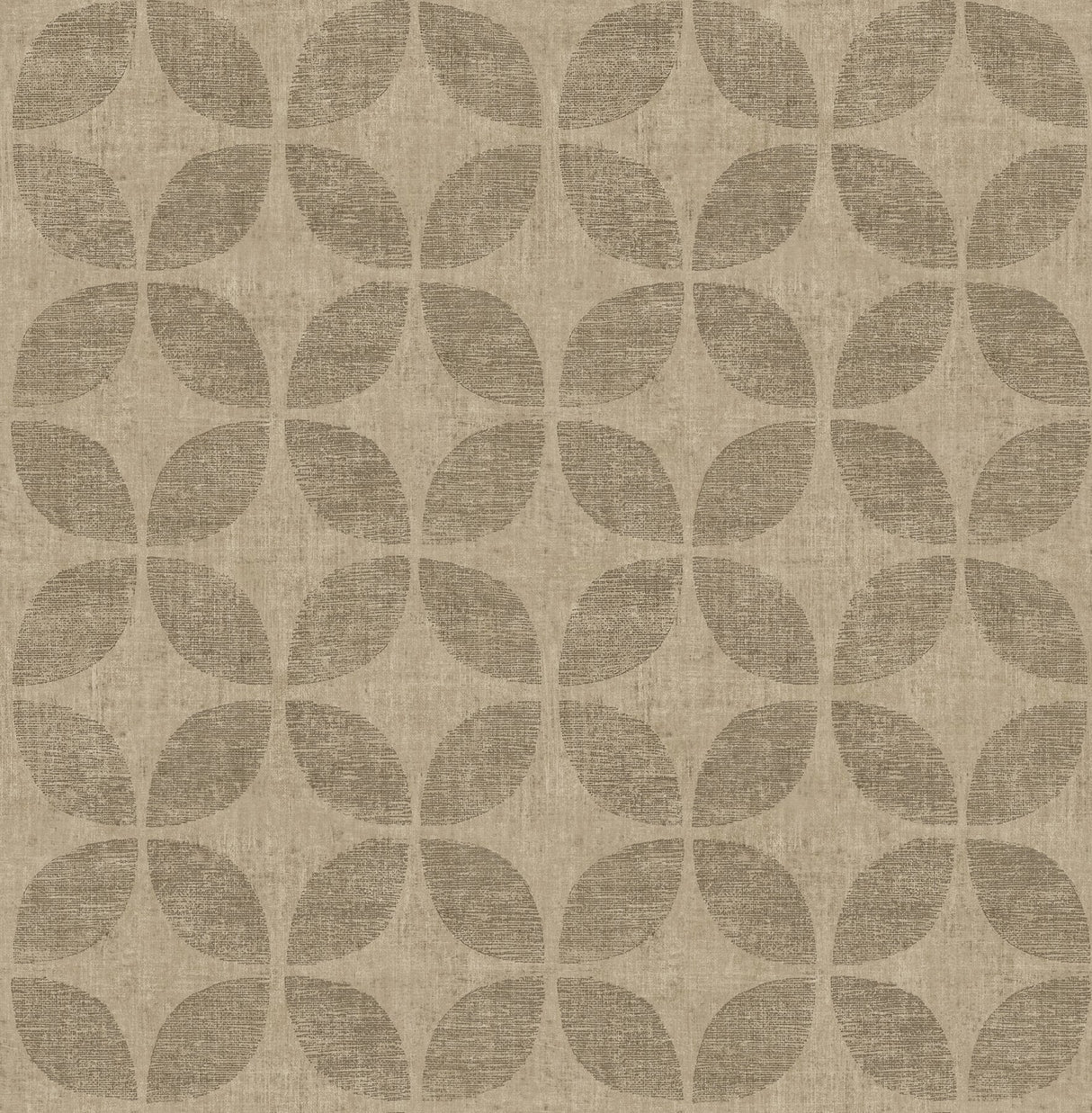 Polaris Brass Geometric Wallpaper with Faux Linen Clover Motif - A-Street Prints 2902-25514