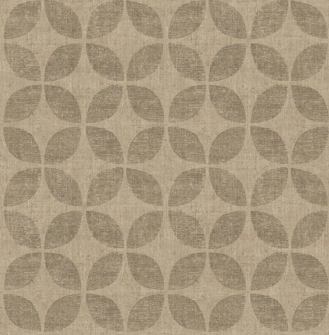 Polaris Brass Geometric Wallpaper with Faux Linen Clover Motif - A-Street Prints 2902-25514