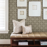Polaris Brass Geometric Wallpaper with Faux Linen Clover Motif - A-Street Prints 2902-25514