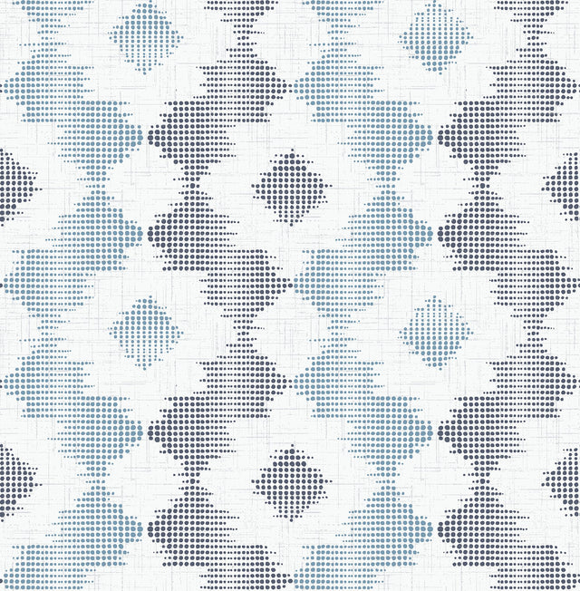 Babylon Blue Abstract Floral Wallpaper with Traditional Graphics Flower Pattern - Brewster 2902-25521