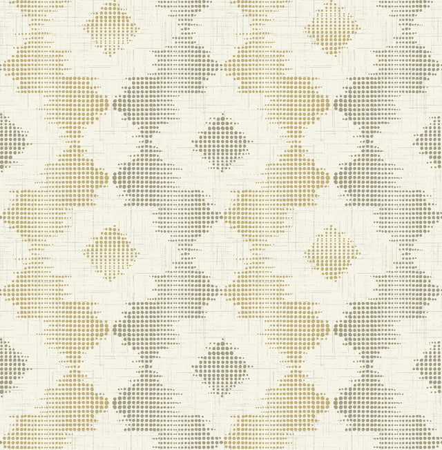Babylon Mustard Abstract Floral Wallpaper with Dotted Geometric Flower Motif - A-Street Prints 2902-25522