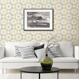 Babylon Mustard Abstract Floral Wallpaper with Dotted Geometric Flower Motif - A-Street Prints 2902-25522