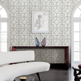Verandah Off White Shibori Wallpaper with Distressed Trellis Graphic - A-Street Prints 2902-25530