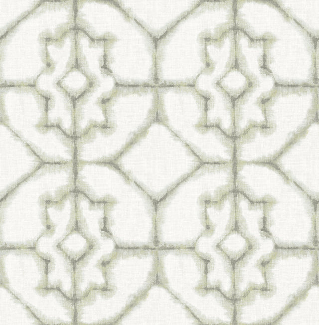 Verandah Moss Shibori Wallpaper with Distressed Trellis Pattern - A-Street Prints 2902-25531