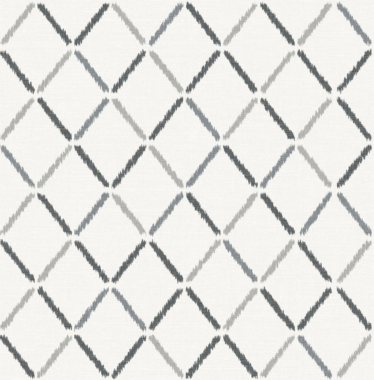 Allotrope Charcoal Linen Geometric Wallpaper with Ikat Diamond Motif - A-Street Prints 2902-25534