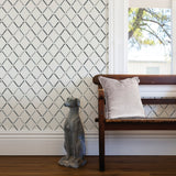 Allotrope Charcoal Linen Geometric Wallpaper with Ikat Diamond Motif - A-Street Prints 2902-25534