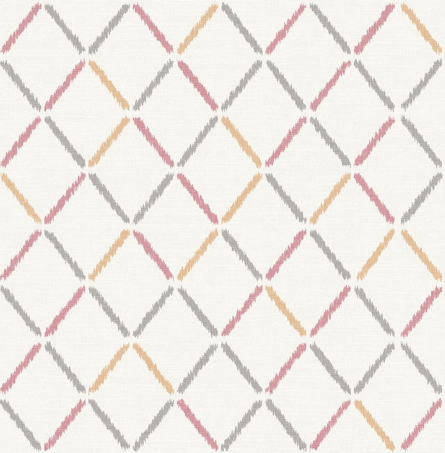 Allotrope Rose Linen Geometric Wallpaper with Ikat Diamond Pattern - A-Street Prints 2902-25536