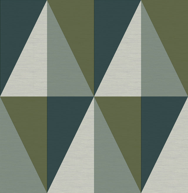 Aspect Green Geometric Faux Grasscloth Wallpaper with Modern Abstract Diamond Pattern - A-Street Prints 2902-25537