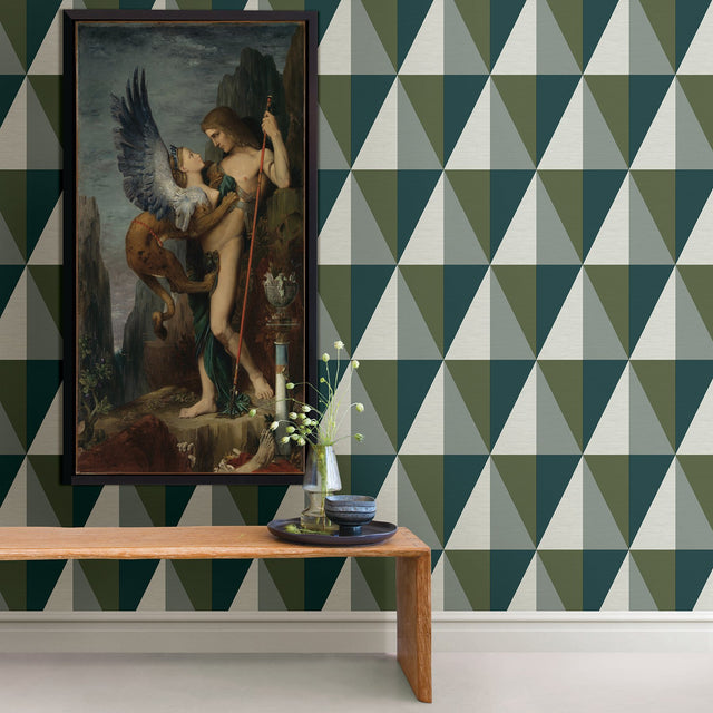 Aspect Green Geometric Faux Grasscloth Wallpaper with Modern Abstract Diamond Pattern - A-Street Prints 2902-25537