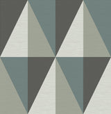 Aspect Teal Geometric Faux Grasscloth Wallpaper with Modern Abstract Pattern - Brewster 2902-25539