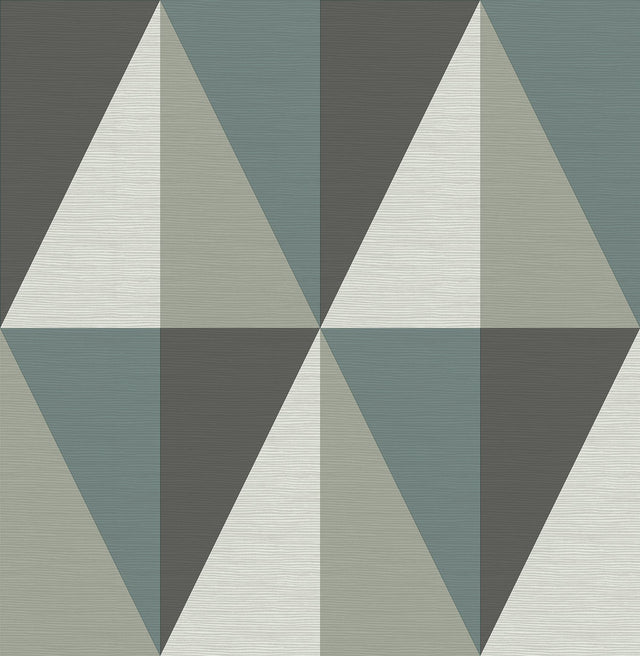 Aspect Teal Geometric Faux Grasscloth Wallpaper with Modern Abstract Pattern - Brewster 2902-25539