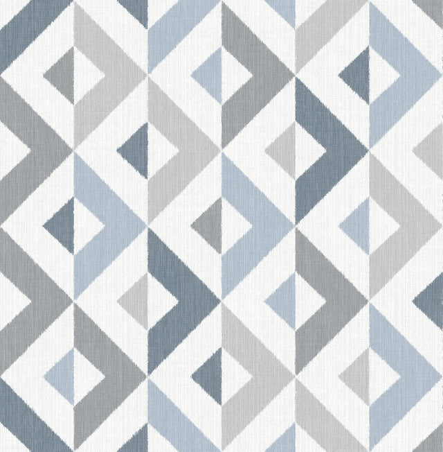 Seesaw Slate Geometric Faux Linen Wallpaper with Abstract Diamond Pattern - A-Street Prints 2902-25541