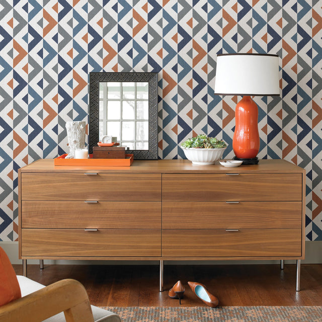 Seesaw Multicolor Geometric Faux Linen Wallpaper with Abstract Fabric & Woven Textures - A-Street Prints 2902-25542