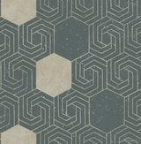 Momentum Dark Green Geometric Wallpaper with Glam Graphics Pattern - A-Street Prints 2902-25545
