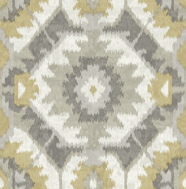 Kazac Grey Shibori Wallpaper with Southwestern Geometric Motif - A-Street Prints 2902-25549