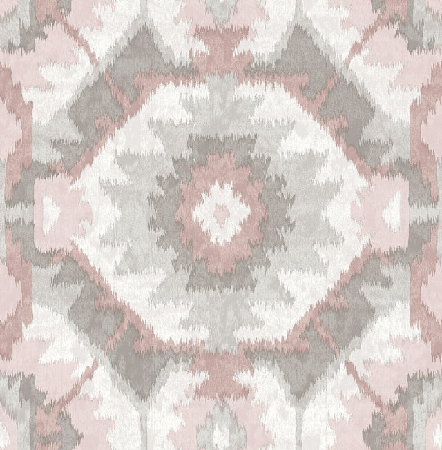 Kazac Light Pink Shibori Wallpaper with Bohemian Abstract Texture Pattern - A-Street Prints 2902-25550