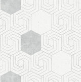 Momentum Off White Geometric Wallpaper with Glam Graphic Hexagon Pattern - A-Street Prints 2902-25555