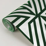 Helios Green Geometric Wallpaper with Flocked Abstract Pattern - A-Street Prints 2902-87332