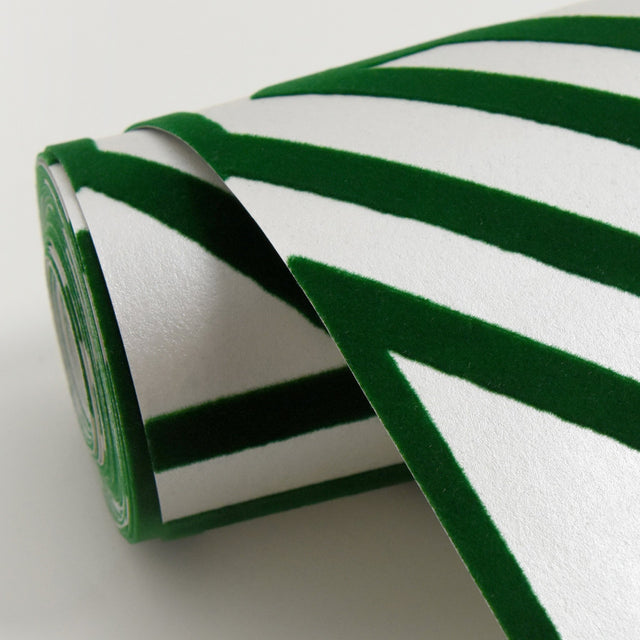 Helios Green Geometric Wallpaper with Flocked Abstract Pattern - A-Street Prints 2902-87332