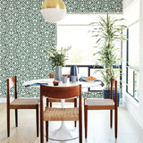 Helios Green Geometric Wallpaper with Flocked Abstract Pattern - A-Street Prints 2902-87332