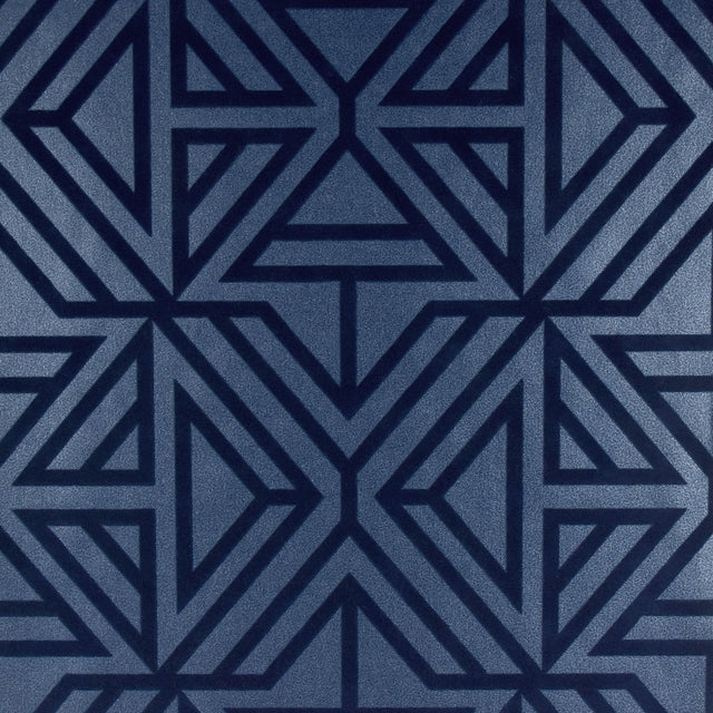 Helios Blue Geometric Wallpaper with Flocked Abstract Feature Wall Pattern - A-Street Prints 2902-87333